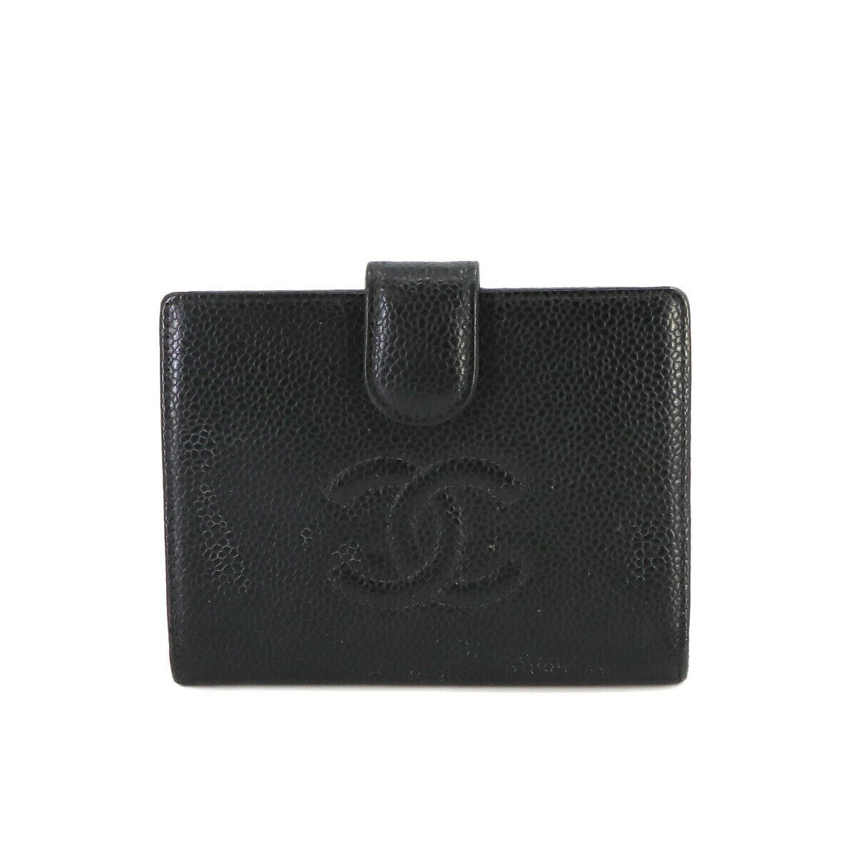 CHANEL Compact Wallet Caviar Skin Leather Black A13497 Purse CHANEL Compact Wallet Caviar Skin Leather Black A13497 Purse