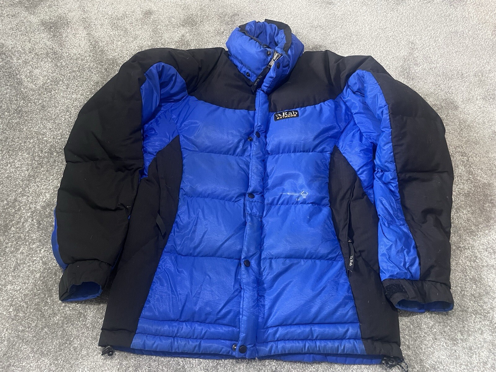 Rab Extreme Summit Jacket Blue Down Size Small Medium Damage See Description