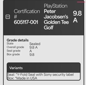 9.8 A Peter Jacobsen's Golden Tee Golf PlayStation 1 PS1 WATA NOT CGC VGA
