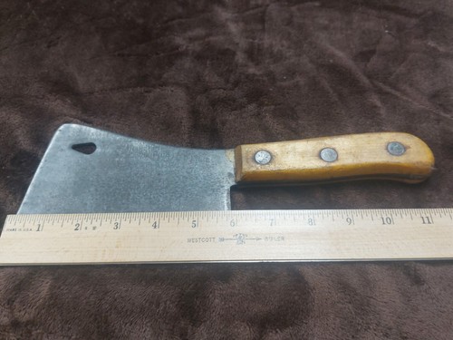 Used Vintage Briddell USA 860 6” Blade Meat Cleaver Butchering Deer Knife Free-S - Picture 4 of 13