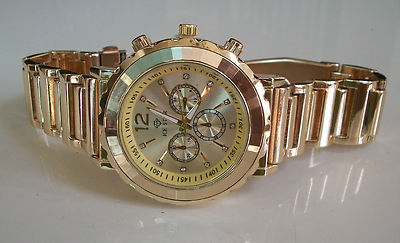 Men's Ice Star gold finish fashion dress up or casual wear link watch