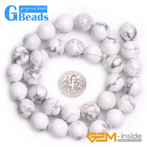 Natürliche weiße Howlite türkis Edelstein facettiert rund lose Perlen Schmuck 15" - Bild 20 von 26
