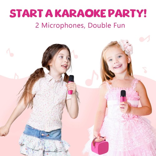 Mini Karaoke Machine for Kids Toys Portable Bluetooth Speaker with 2 Wireless... - 第 3/8 張圖片