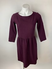 Ann Taylor Loft Plum Purple Ribbed Texture Fit Flare Stretch Dress 2 Excellent