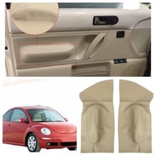 Door Panel Insert Cards Leather Cover Fit For Volkswagen Beetle 1998-2010 Beige