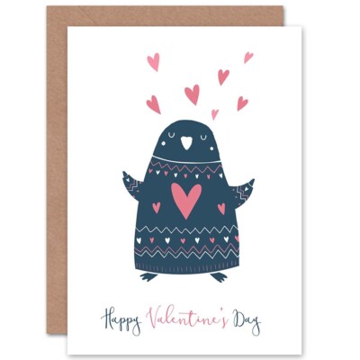 Happy Valentines Pinguin süß süß Romantik Liebe leere Grußkarte