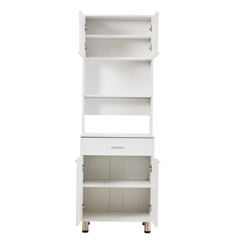 Modern Wooden Cabinet Cupboard Tall Display Storage Unit Shelf w/ Doors & Drawer - Picture 8 of 14