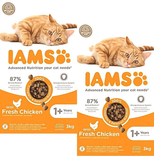 2 X 3 Kg Iams Advanced Nutrition Adult 1+ (€ 6,49/Kg) Katzenfutter Mit Huhn-image