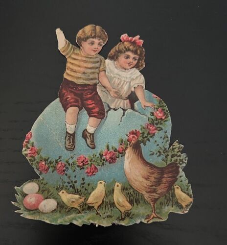 Set of 6 Antique Victorian Easter Die Cuts Postmarked 1907 - 1913 - Picture 5 of 7