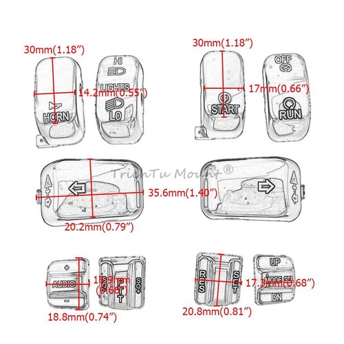 10pcs Black Hand Control Switch Button Cap For Harley Touring Road Street Glide - Picture 7 of 21