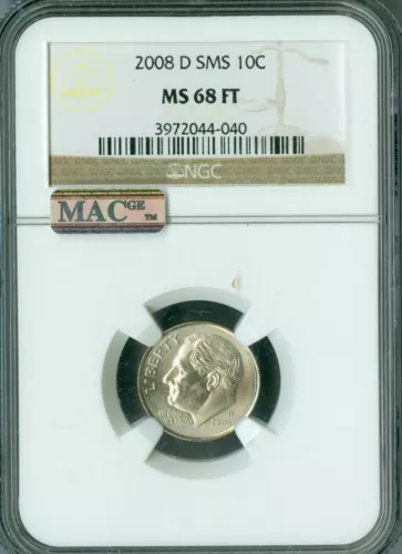 2008 D ROOSEVELT DIME NGC MS68 FT PQ SMS 2ND FINEST REGISTRY MAC SPOTLESS *