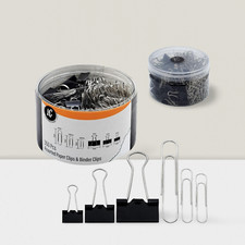 350 Pack Paper Clips and Binder Clips Set Assorted Sizes Silver Black for Office