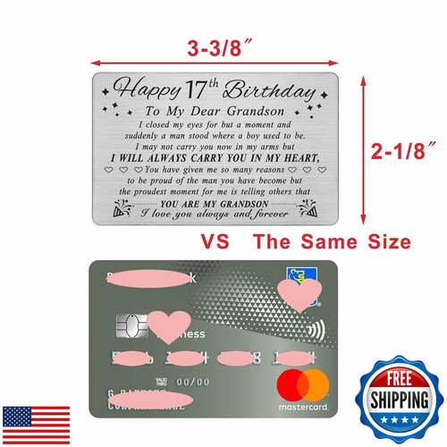 Tarjeta de cumpleaños 17 de nieto DEGASKEN - Regalos de cumpleaños para nieto de 17 años - Imagen 2 de 5