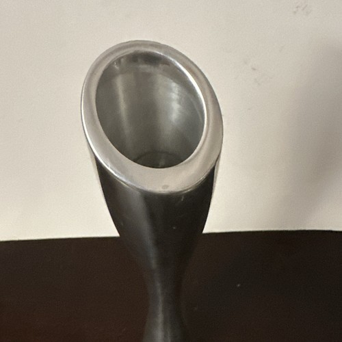 Vintage Nambe Studio 1994 Signed Karim Modern Flower 11 1/2" Bud Vase #6075 - Picture 4 of 9