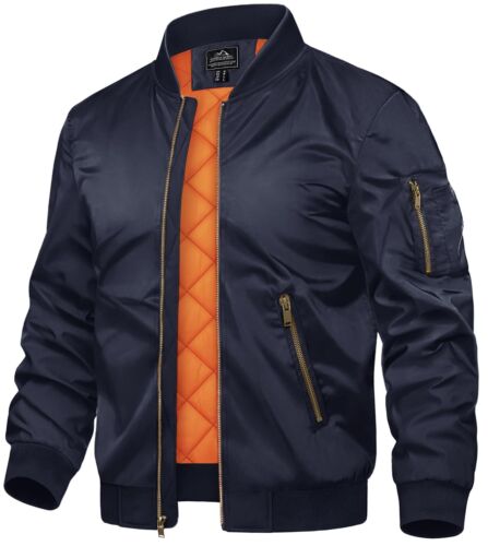 Men's Padded Bomber Jacket Pilot Coat Full Zip Winter Warm Work Hiking Outwear