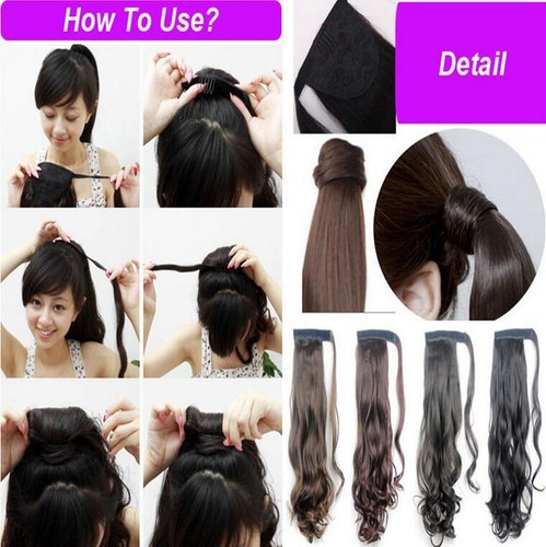100% Real Clip In Hair Extension Ponytail Wrap Around As Human Long Hair Y@Y - Picture 5 of 18