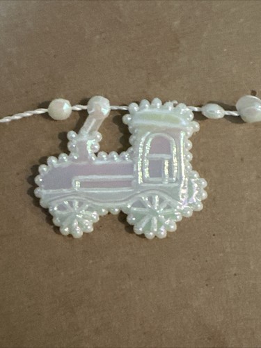Mini White Pearl Bead Christmas Tree Garland, trains, rocking horse, horn - Picture 10 of 10
