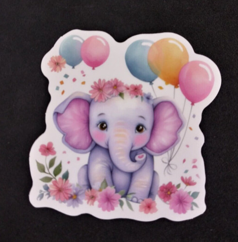 Adorable Fun Baby Elephant Sticker 2" x 2.18" (AQ)