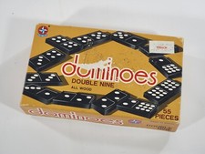 Estrella Double Nine Wooden Dominoes 55 Pieces Lion Design Made in Brazil Vtg.
