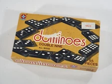 Estrella Double Nine Wooden Dominoes 55 Pieces Lion Design Made in Brazil Vtg.