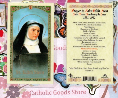 Saint St. Edith Stein with Prayer to St Edith Stein - Laminated Holy Card 290E - Picture 1 of 3