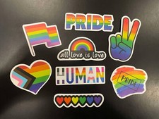 8 LGBTQIA Pride Flag Vinyl Decal Stickers Small Waterproof Peace Heart Rainbow