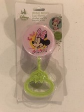 NIP Brand New Walt Disney Minnie Mouse BPA FREE Baby Rattle Pink / Green Handle