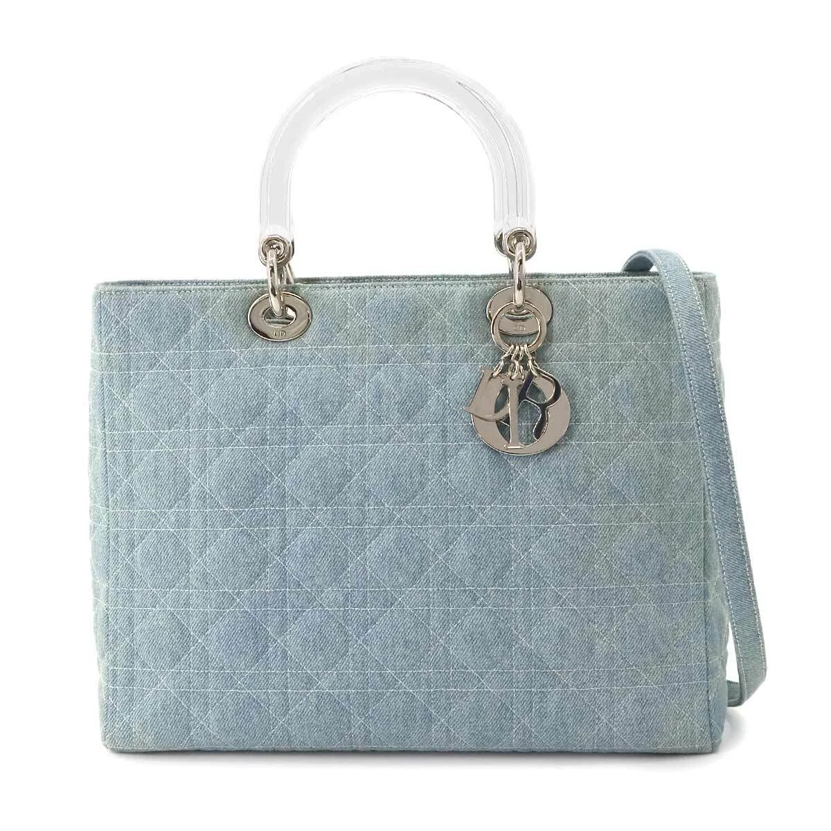 Grand sac à main bandoulière Christian Dior Lady Dior 2 voies denim sac à main 90272658