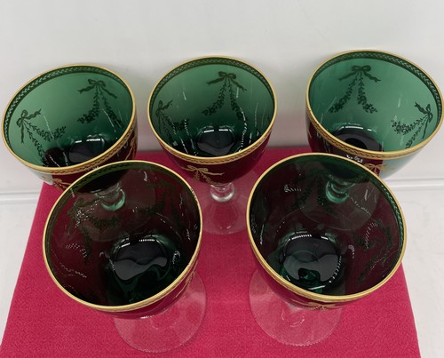 Tiffin-Franciscan - Green Bouquet - Set of 5 - Water Goblets - Picture 4 of 4