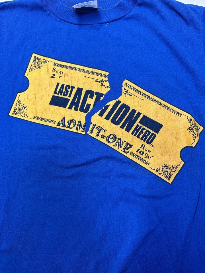Camiseta promocional de la película Last Action Hero 1993 rara vintage talla juvenil XL CB8 Foto 2 de 4