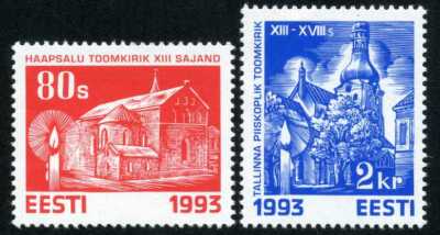 VAR3/S Estonia  Nº 229/30  1993  Navidad Iglesias Lujo