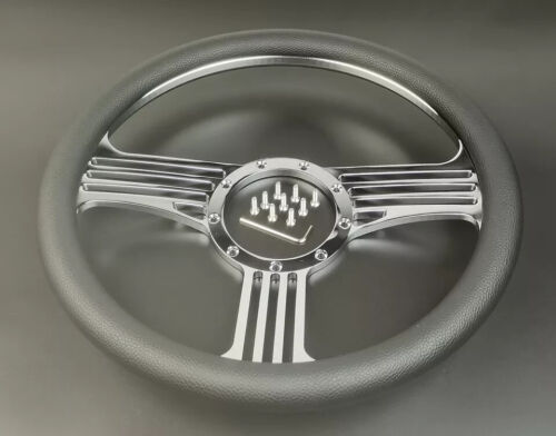 1955-59 Chevy 30" Tilt Automatic Shift Steering Column w 14'' Billet Alum Wheel - Foto 6 di 10