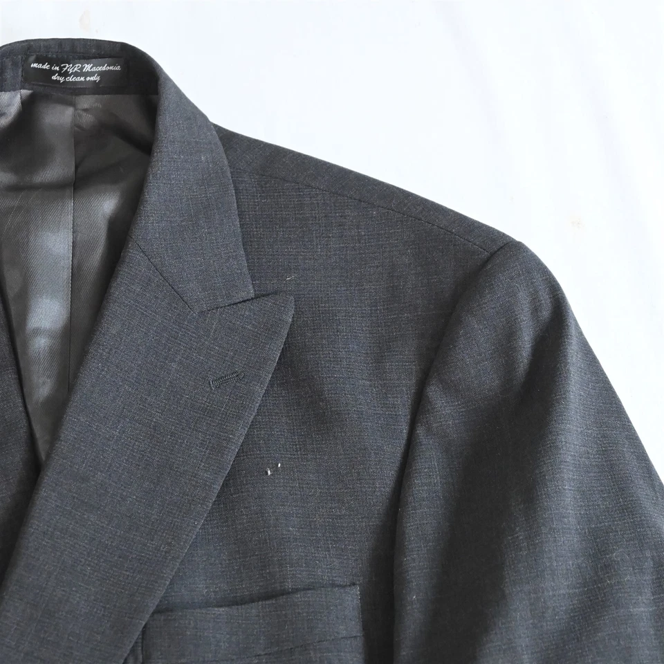 复古 Ruffini 44R 32x32 灰色格子双排扣男式夹克外套 — 第 2/4 张图片