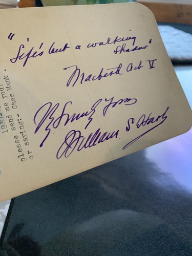 WILLIAM S. HART RARE Handwritten Shakespeare Quote Macbeth Silent Western Movie - Picture 4 of 12