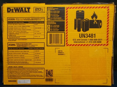 DeWalt DCK225D2 ATOMIC 20 V MAX bürstenlos 2 Werkzeuge Combo-Kit BRANDNEU - Bild 2 von 3