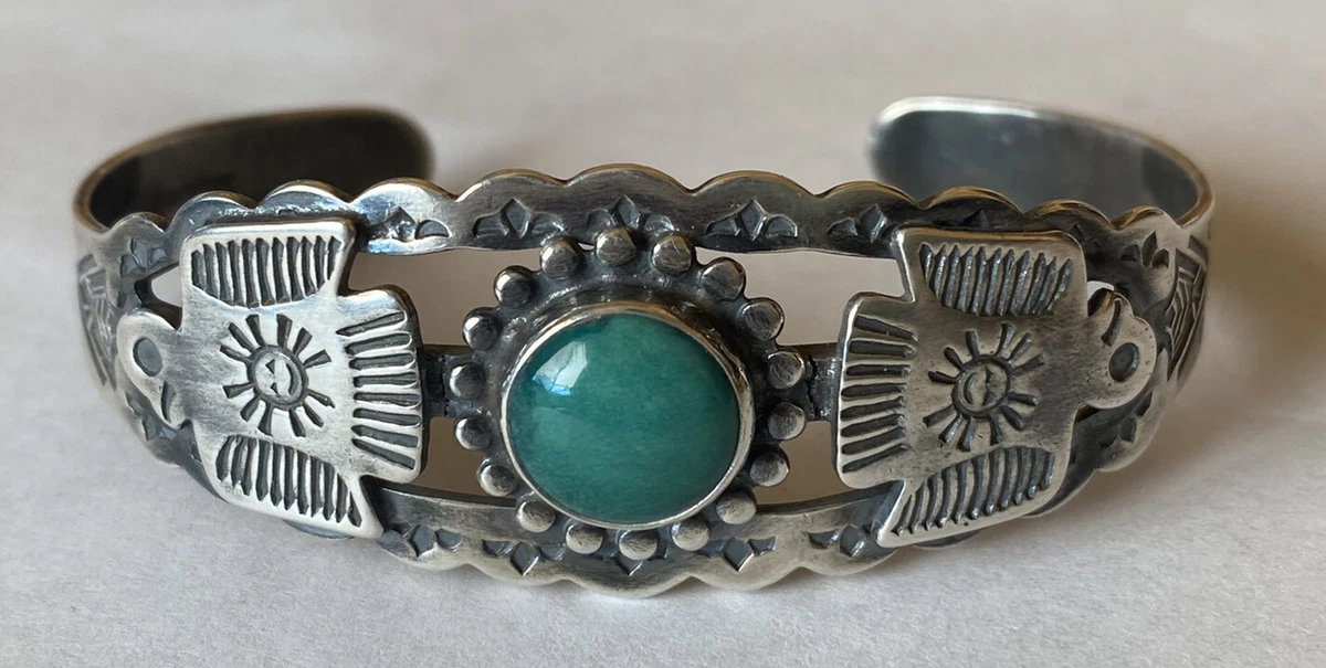 Vintage 1950 s 1960 s Sterling Silver Turquoise Fred Harvey Style