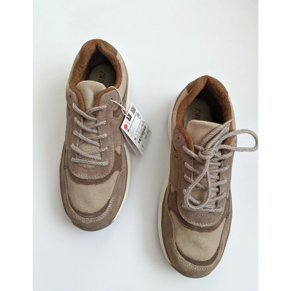 ZARA Leather Sneakers Boy's Size 5.5 - Image 2 of 4