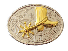 Western Gold Silver Buckle Rodeo Cowboy Buckle Boot Cutting Spur Spin Buckle