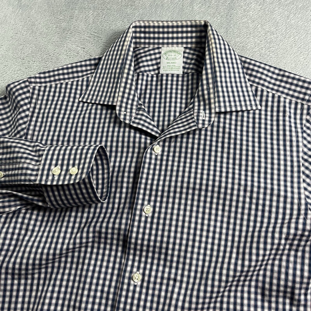 Brooks Brothers Milano Dress Shirt Men's 15.5-35 Blue Long
