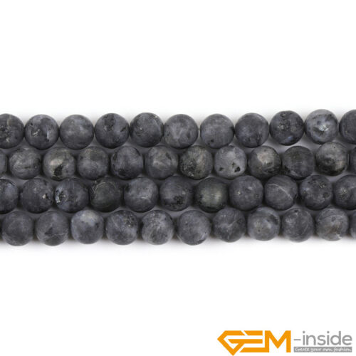 Black Larvikite Jasper Natural Gemstone Frosted Matte Round Loose Beads 15" AU - Foto 31 di 45