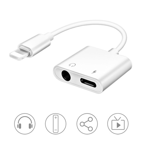 2PCS Dual 3.5mm Headphone & Charger 2 in 1 Adapter for iPhone 13 12 11 X MAX 8 7 - Picture 5 of 10