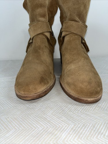 UGG Elora Women’s Suede Crisscross Strap Ankle boots booties sz 9 Brown Y2K - Picture 2 of 21