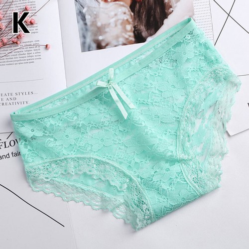 Women Hollow Knickers Mesh Briefs Lace Panties Sexy Flower Underwear Low-Waist - Picture 5 of 24