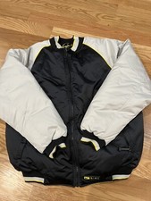 Vintage 90s Nike White Tag Black Gray Yellow Puffer Down Jacket Sz L 12-14