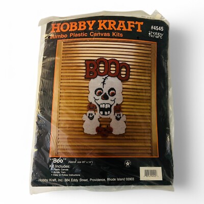 New Vintage Jumbo Hobby Kraft Plastic Canvas Kit Halloween Ghosts