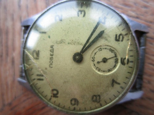 Vintage Used Chromed POBEDA Manual Watch USSR. Cal. 3-54. for parts. - Picture 11 of 12