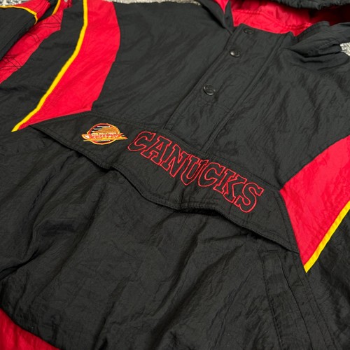 VINTAGE 90's STARTER VANCOUVER CANUCKS NHL 1/4 ZIP PULLOVER JACKET - ADULT LARGE - Picture 5 of 14