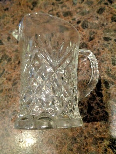 Pitcher Creamer Clear Glass small 5" vintage Pineapple Diamond Pattern - Picture 4 of 11
