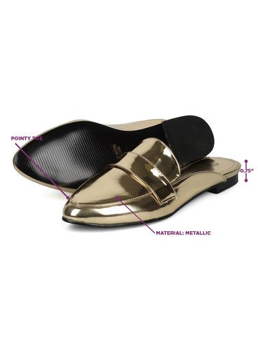 Nuevo Mujeres Indulge Nomi-I Espejo Metálico Puntera Puntiaguda Sin Cordones Mocasín Plano Mula - Imagen 7 de 14
