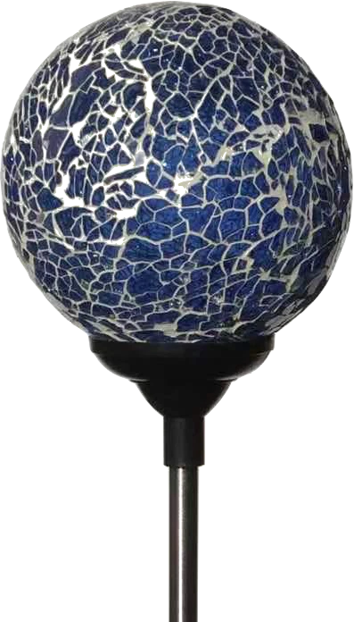 Bola de luz de vidrio mosaico azul solar, decoración de jardín paisaje globo multicolor LED Foto 2 de 4